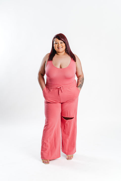 Neon Peach Lounge Set | Plus Size